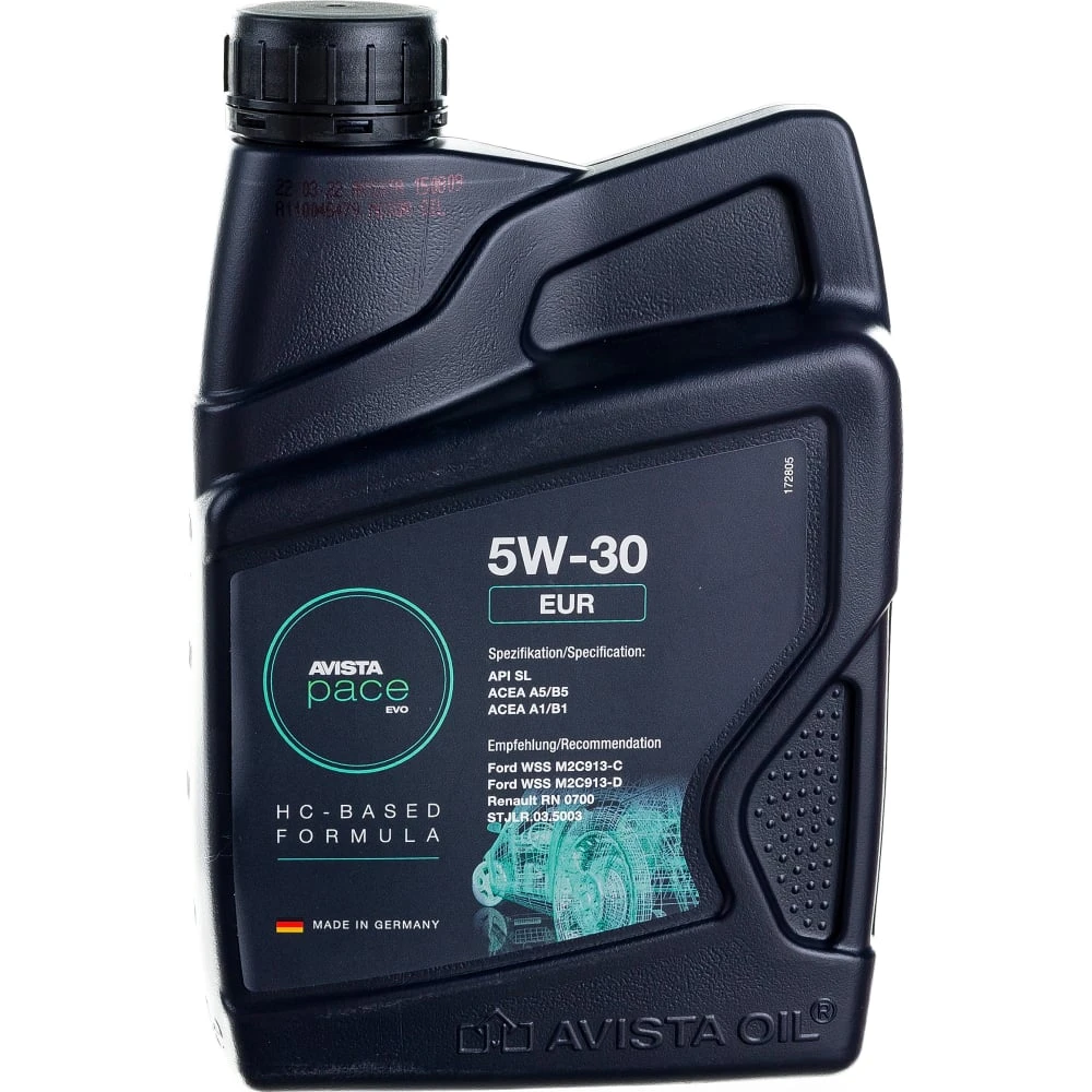 Изображение Масло моторное AVISTA PACE EVO EUR 5W-30 1л 150809 Масло моторное AVISTA PACE EVO EUR 5W-30 1л 150809