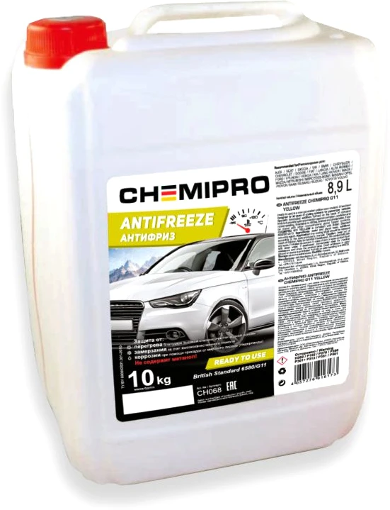 Изображение Антифриз Chemipro G11 готовый 10kg желтый, 8.9л CHEMIPRO CH068 Антифриз Chemipro G11 готовый 10kg желтый, 8.9л CHEMIPRO CH068