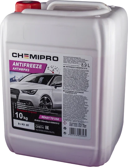 Изображение Антифриз Chemipro G12 готовый 10kg красный, 8.9л CHEMIPRO CH014 Антифриз Chemipro G12 готовый 10kg красный, 8.9л CHEMIPRO CH014