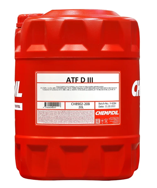 Изображение Трансмиссионное масло CHEMPIOIL ATF DIII 20л CH8902-20 Трансмиссионное масло CHEMPIOIL ATF DIII 20л CH8902-20