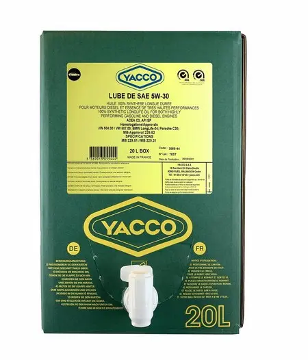 Масло моторное YACCO LUBE DE 5W-30 20л YACCO 5W30 LUBE DE/20