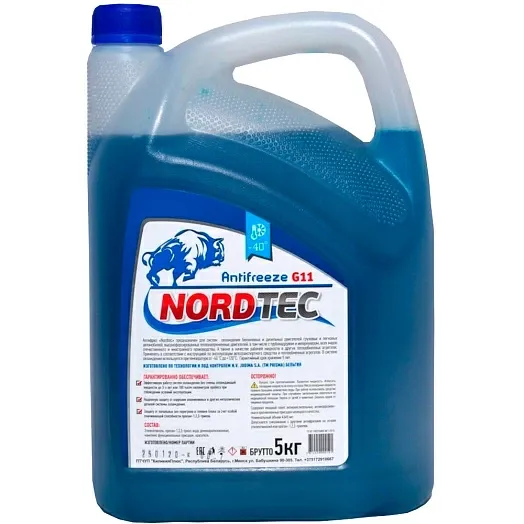 Антифриз синий (концентрат) NORDTEC NORDTEC ANTIFREEZE-40 G11 СИНИЙ 5КГ (КОНЦ.)