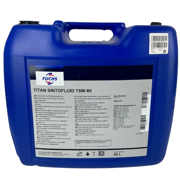 Трансмиссионное масло FUCHS TITAN SINTOFLUID 75W-80 20л 602070654
