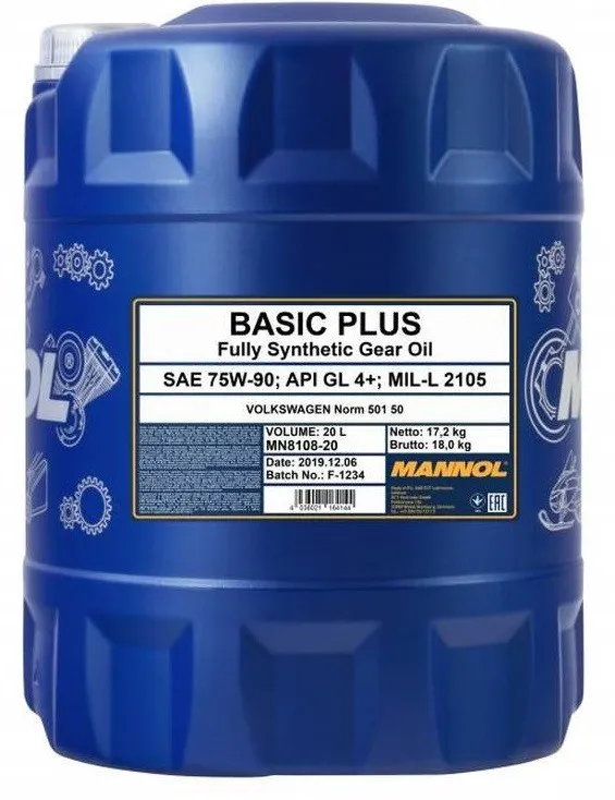 Трансмиссионное масло MANNOL BASIC PLUS 75W-90 20л 54894