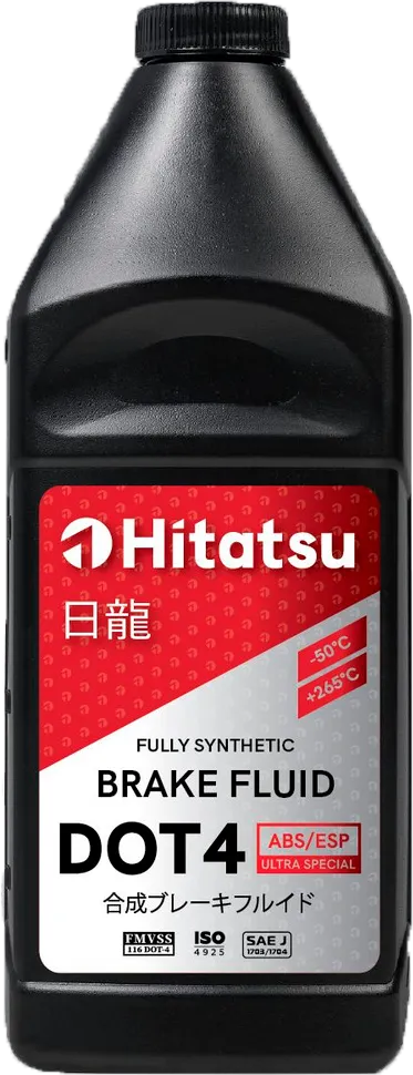 ЖИДКОСТЬ ТОРМОЗНАЯ 910г \ DOT4 ABS/ESP/ASR/DSR, FMVSS 116, SAE J1703, SAEJ1704 (-50/+265) HITATSU BFH110