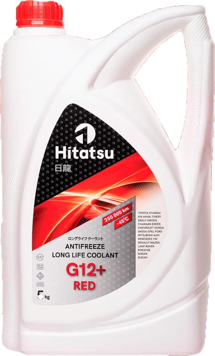 АНТИФРИЗ КРАСНЫЙ Long Life Coolant G12+ RED 5кг готовый, (от -45 до +130 250.000км) OAT HITATSU AFHR5