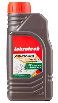 Масло моторное синтетическое 1л - для 4-тактных двигателей мототехники API SN, JASO MA2 LUBRATECH LUBRATECH 10W40 MOTORRAD SYNTH 4T/1