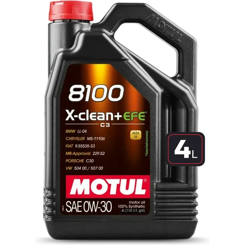 0W30 (4L) МАСЛО МОТОРНОЕ 8100 X-clean + EFE\ACEA C3/BMW LL-04 MB-Approval229.52 504 00 MOTUL 113092