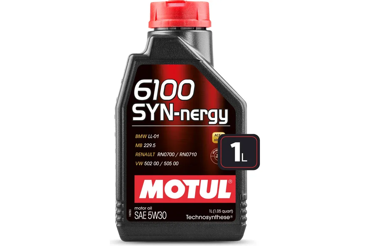 5W30 (1L) 6100 SYN-NERGY МАСЛО МОТОРНОЕ \ACEA A3/B4 API SL BMW LL-01 MB 229.5 VW 502 00/505 00 MOTUL 113252