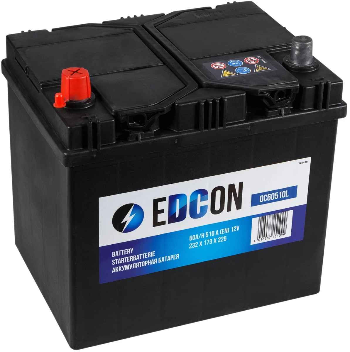 Изображение Аккумуляторная батарея 60Ah 510A + слева 232х173х225 B00 EDCON DC60510L Аккумуляторная батарея 60Ah 510A + слева 232х173х225 B00 EDCON DC60510L