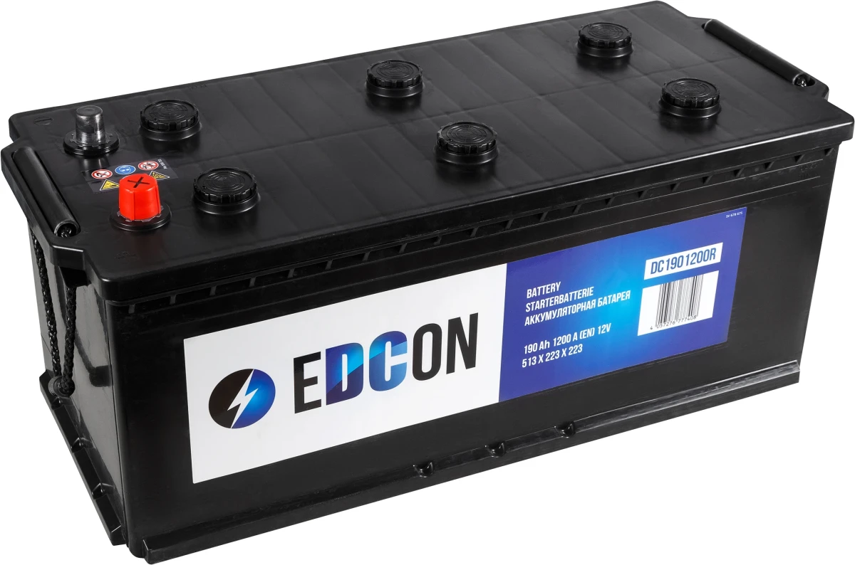 Изображение Аккумулятор 190 ач 1200 а 513x223x223 мм 4 (-+) боковая прямая EDCON DC1901200R Аккумулятор 190 ач 1200 а 513x223x223 мм 4 (-+) боковая прямая EDCON DC1901200R