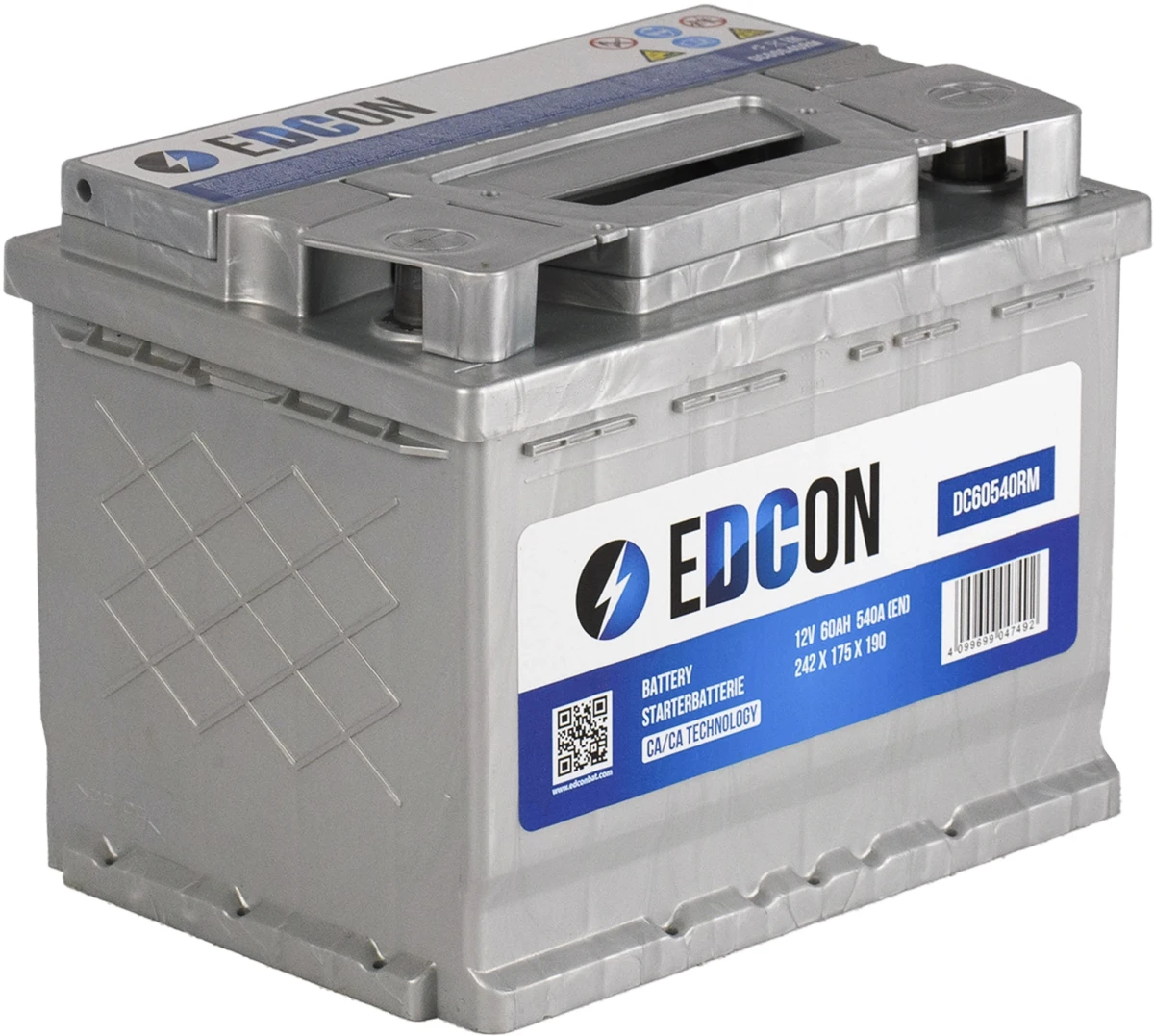 Аккумулятор 60 ач 540 а 242x175x190 мм 0 (-+) обратная EDCON DC60540RM