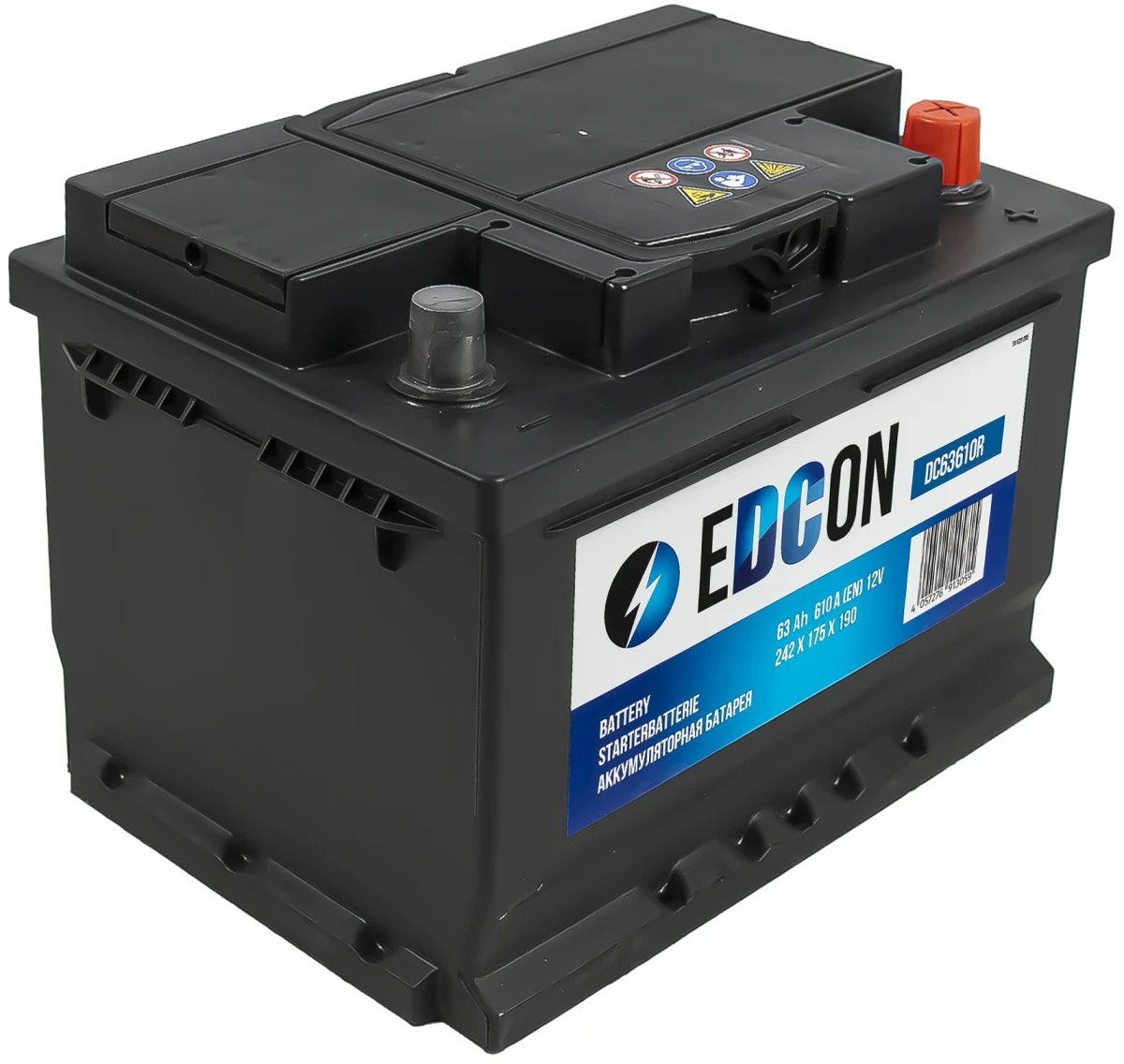 Аккумулятор 63 ач 610 а 242x175x190 мм 0 (-+) обратная EDCON DC63610R
