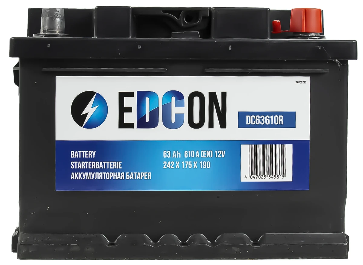 Изображение Аккумулятор 63 ач 610 а 242x175x190 мм 0 (-+) обратная EDCON DC63610R Аккумулятор 63 ач 610 а 242x175x190 мм 0 (-+) обратная EDCON DC63610R