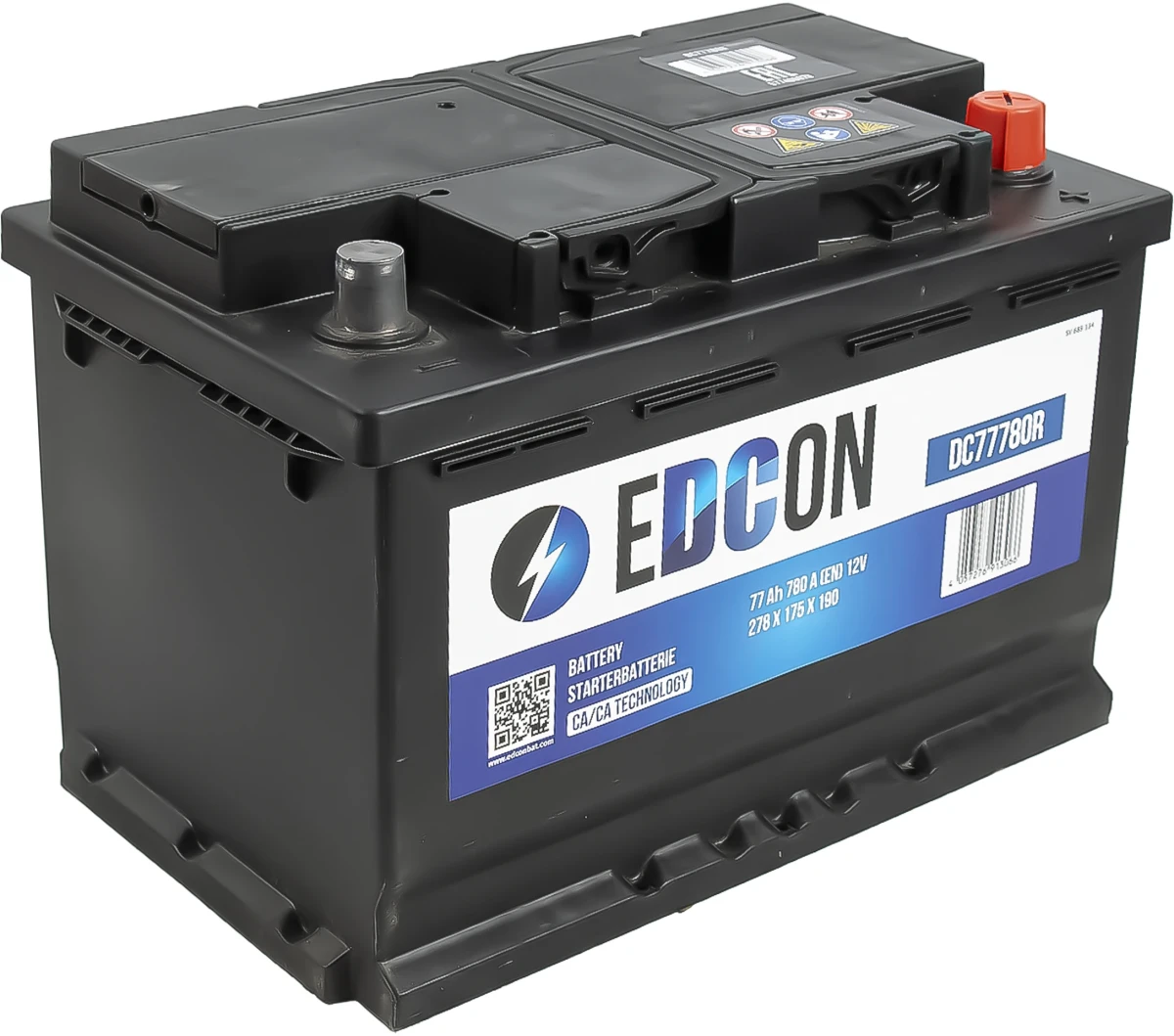 Аккумулятор 77 ач 780 а 278x175x190 мм 0 (-+) обратная EDCON DC77780R