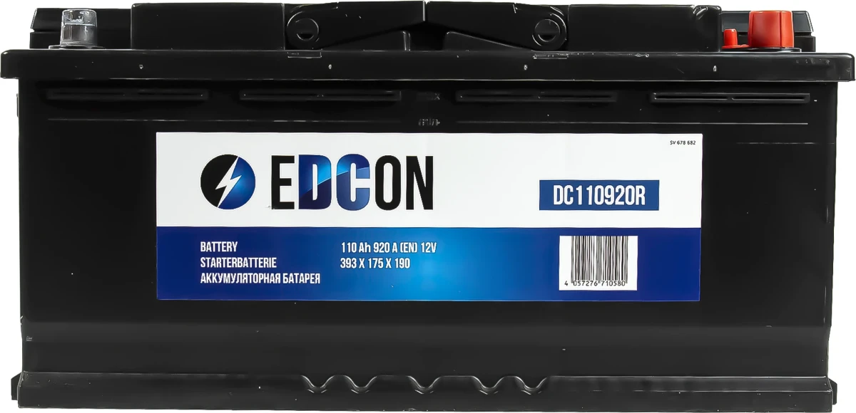 Изображение Аккумулятор 110 ач 920 а 393x175x190 мм 0 (-+) обратная EDCON DC110920R Аккумулятор 110 ач 920 а 393x175x190 мм 0 (-+) обратная EDCON DC110920R
