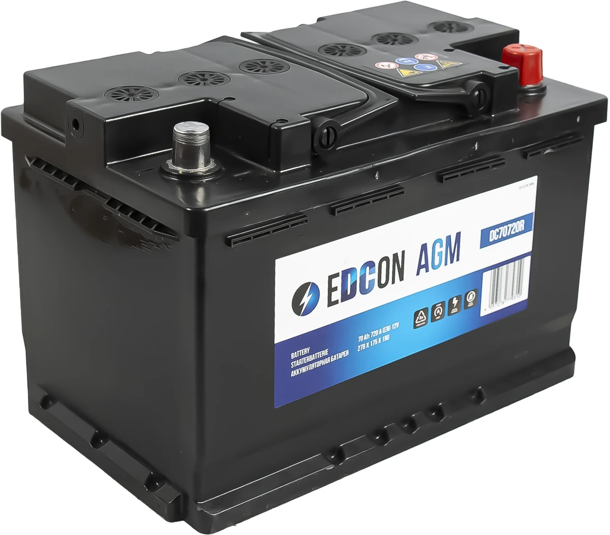 Аккумулятор 70 ач 720 а 278x175x190 мм 0 (-+) обратная EDCON DC70720R