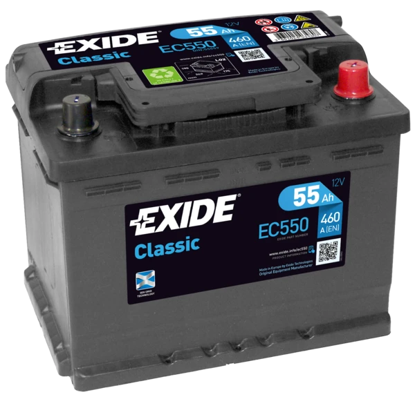 Изображение Стартерная аккумуляторная батарея EXIDE EC550 Стартерная аккумуляторная батарея EXIDE EC550