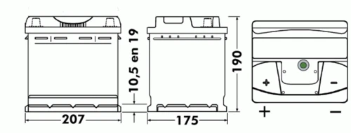 Изображение Стартерная аккумуляторная батарея EXIDE EB501 Стартерная аккумуляторная батарея EXIDE EB501