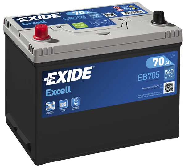 Изображение Стартерная аккумуляторная батарея EXIDE EB705 Стартерная аккумуляторная батарея EXIDE EB705