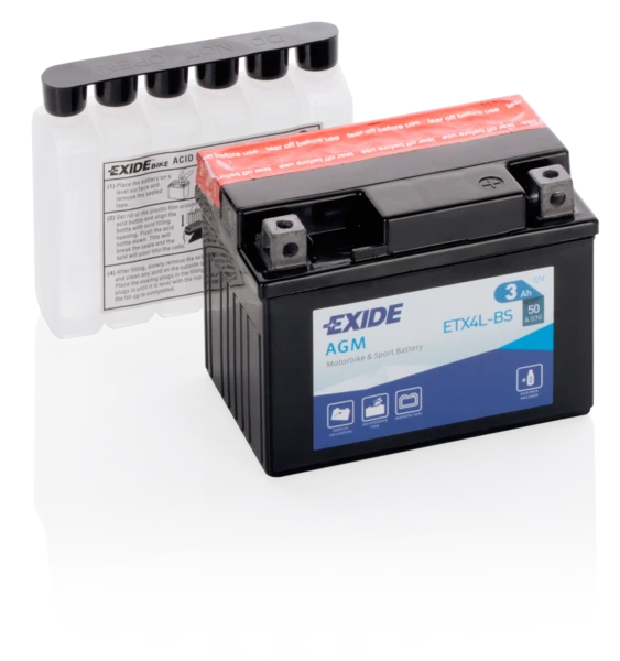 Изображение Стартерная аккумуляторная батарея EXIDE ETX4L-BS Стартерная аккумуляторная батарея EXIDE ETX4L-BS