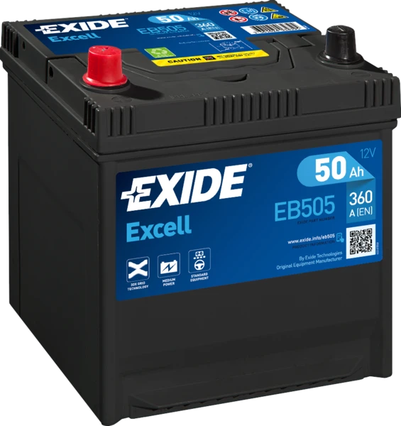 Изображение Стартерная аккумуляторная батарея EXIDE EB505 Стартерная аккумуляторная батарея EXIDE EB505