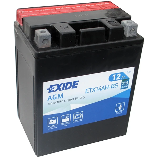 Изображение Стартерная аккумуляторная батарея EXIDE ETX14AH-BS Стартерная аккумуляторная батарея EXIDE ETX14AH-BS
