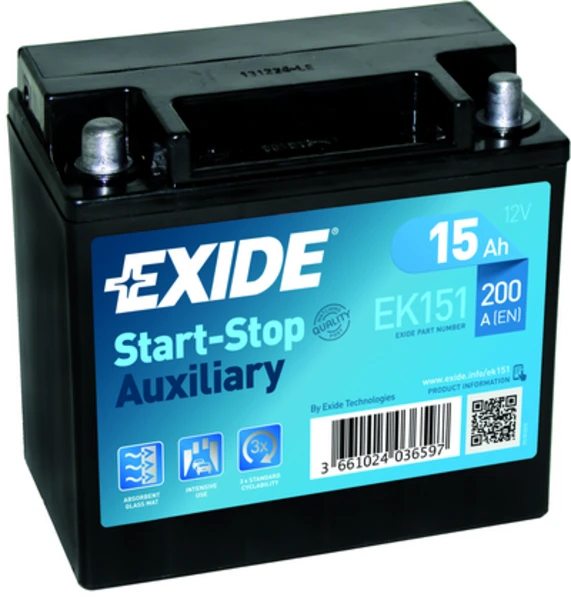 Изображение Стартерная аккумуляторная батарея EXIDE EK151 Стартерная аккумуляторная батарея EXIDE EK151