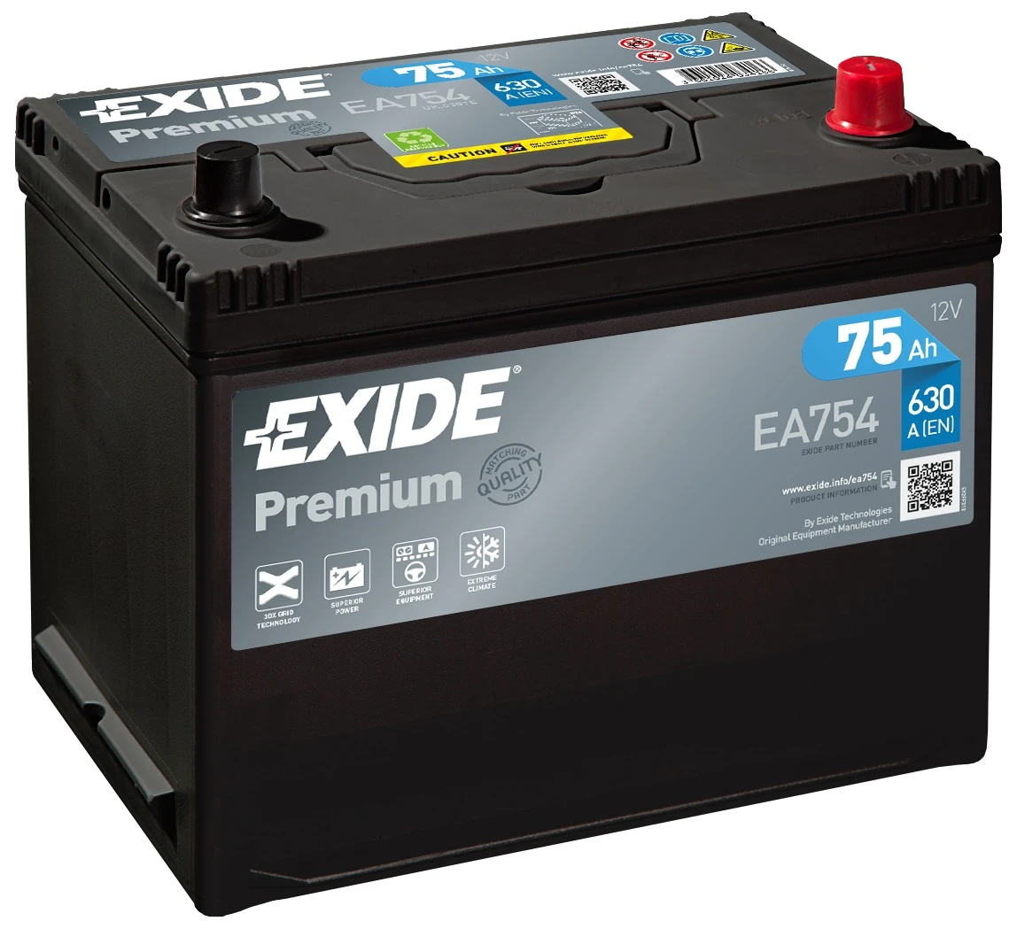Изображение Стартерная аккумуляторная батарея EXIDE EA754 Стартерная аккумуляторная батарея EXIDE EA754