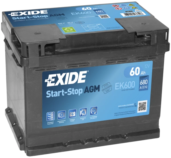 Стартерная аккумуляторная батарея EXIDE EK600