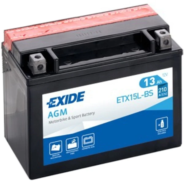 Изображение Стартерная аккумуляторная батарея EXIDE ETX15L-BS Стартерная аккумуляторная батарея EXIDE ETX15L-BS