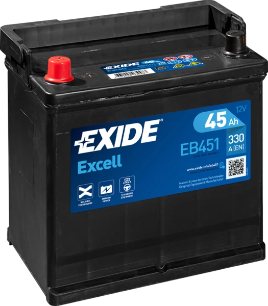 Изображение Стартерная аккумуляторная батарея EXIDE EB451 Стартерная аккумуляторная батарея EXIDE EB451