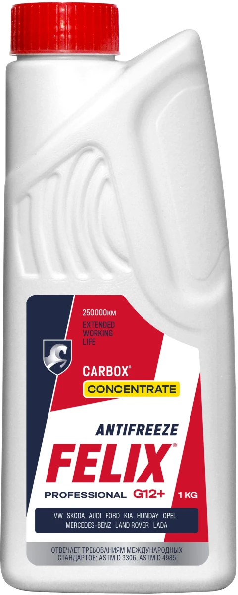 Изображение Антифриз G12+ красный Carbox 1 кг FELIX 430206040 Антифриз G12+ красный Carbox 1 кг FELIX 430206040