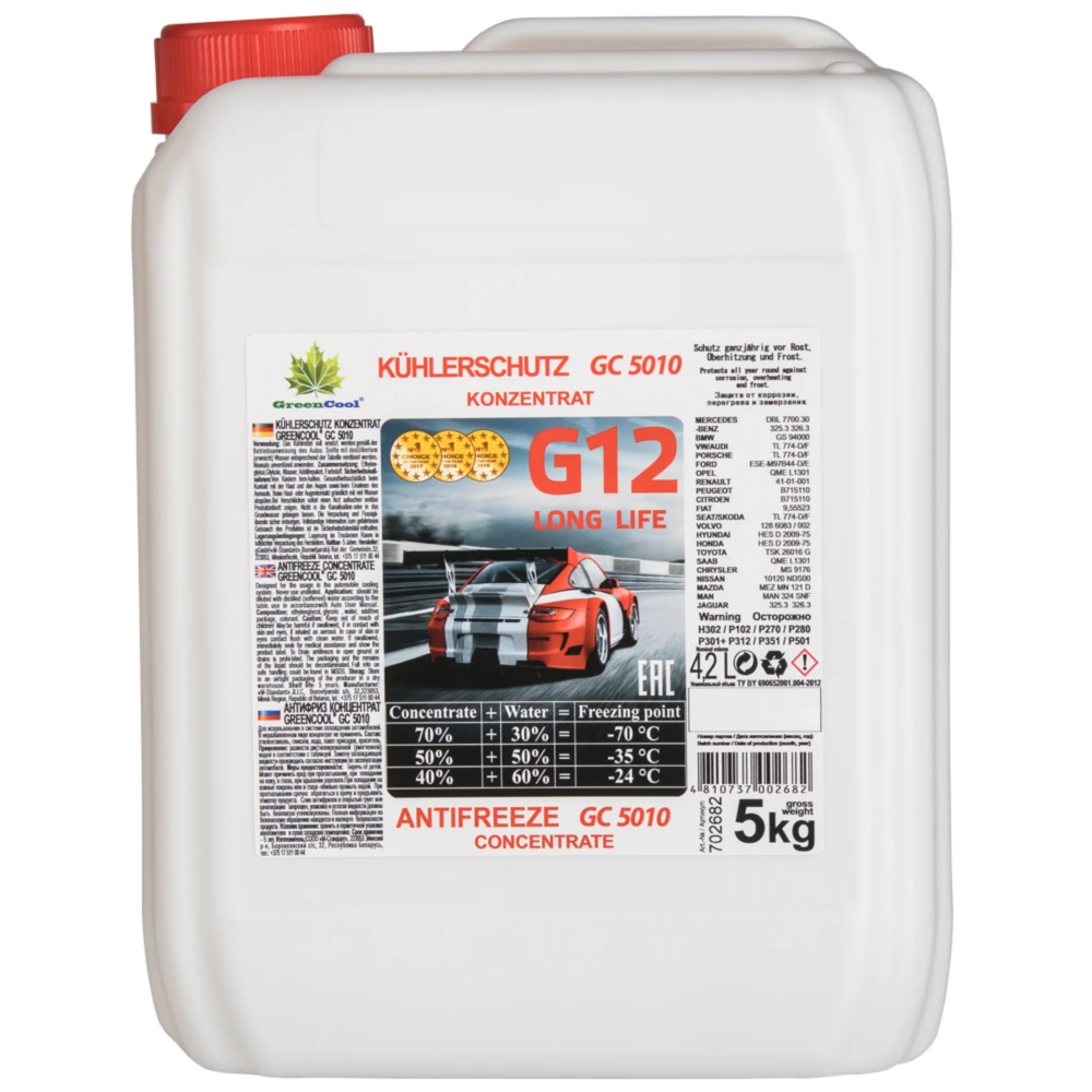 Антифриз G12 красный GС5010 5 кг GreenCool 702682