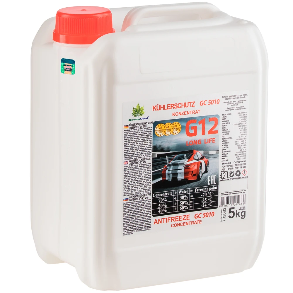 Изображение Антифриз G12 красный GС5010 5 кг GreenCool 702682 Антифриз G12 красный GС5010 5 кг GreenCool 702682