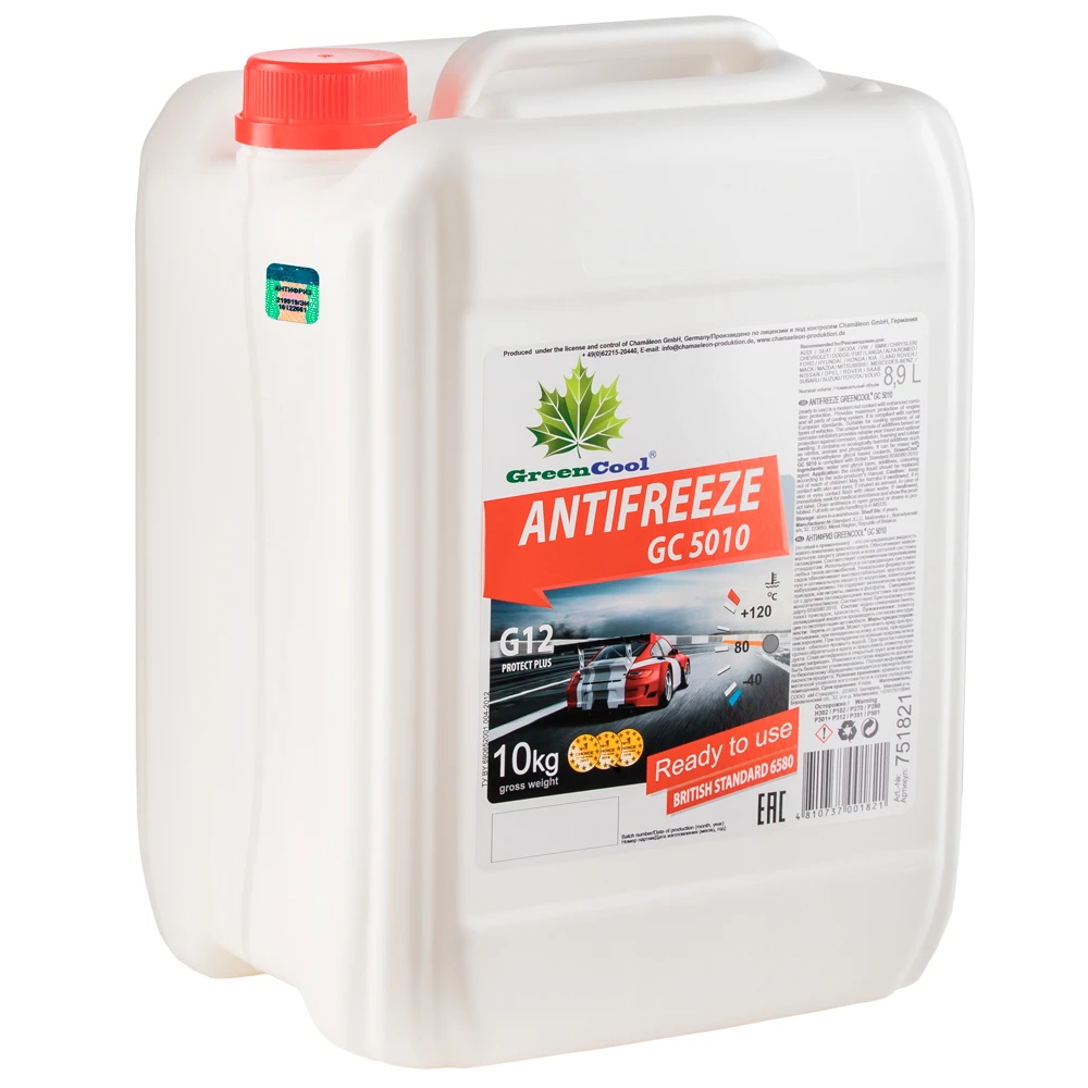 Изображение Антифриз G12 красный GС5010 Е 10 кг GreenCool 751821 Антифриз G12 красный GС5010 Е 10 кг GreenCool 751821