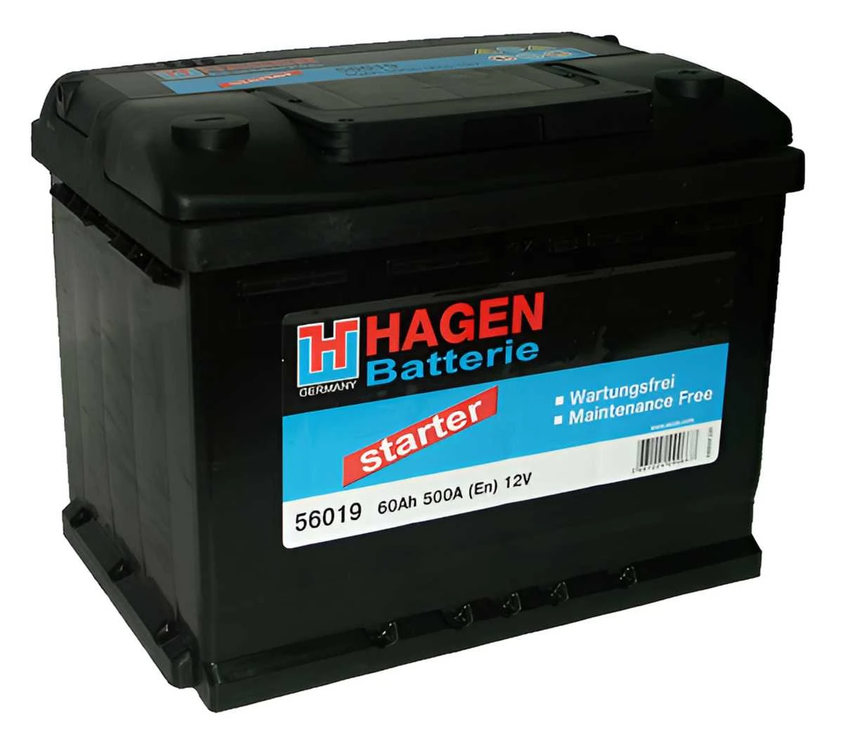 Аккумулятор 12V 60Ah 500A ETN0 (R+) B13 242x175x190 14,6kg HAGEN 56019