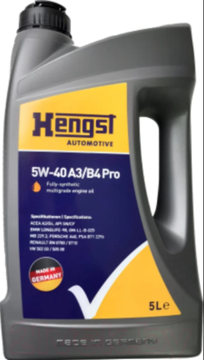 Изображение Масло моторное HENGST 5W-40 5л 645800000 Масло моторное HENGST 5W-40 5л 645800000