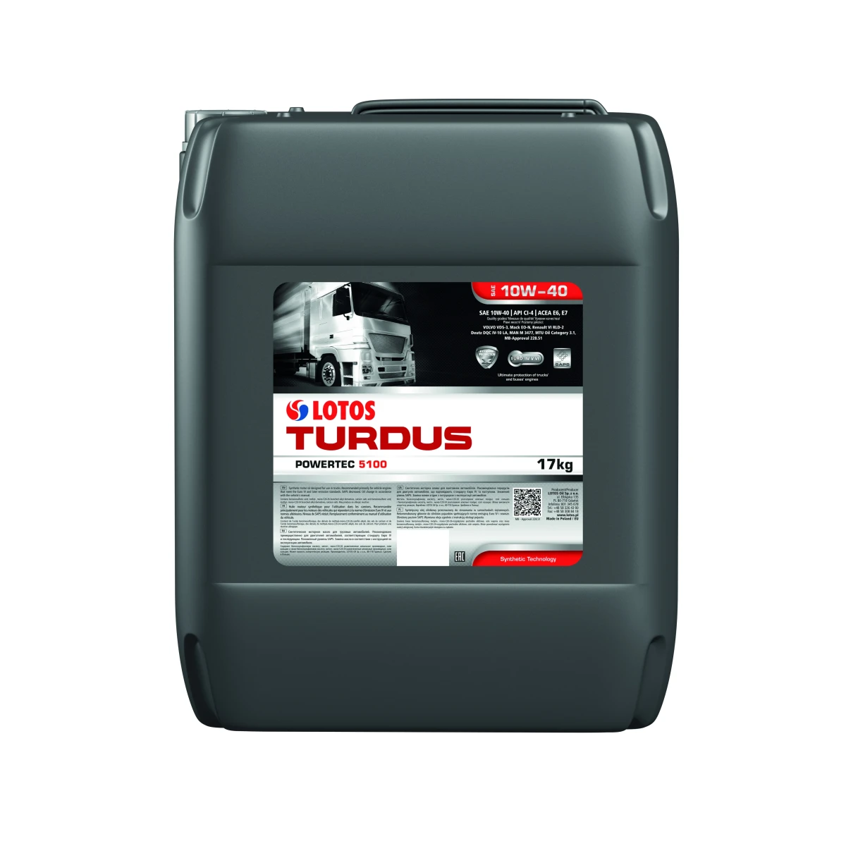 Масло моторное LOTOS TURDUS POWERTEC 5100 10W-40 20л WF2L03R00000