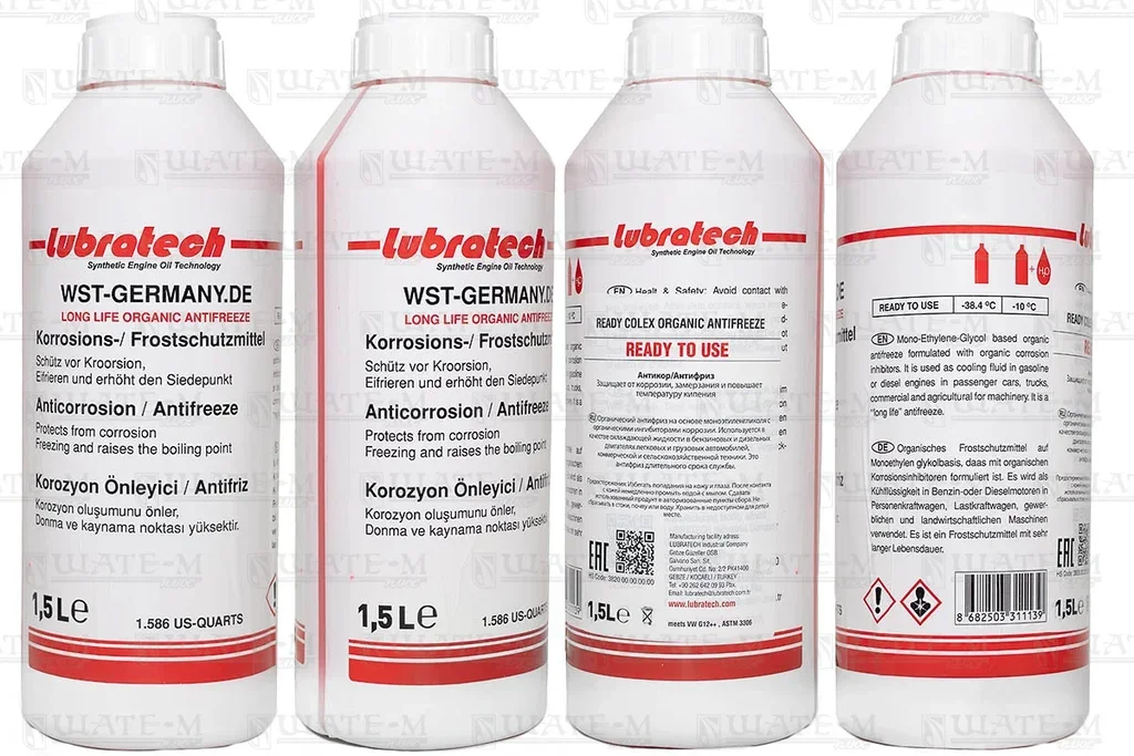 Антифриз 1.5л - готовый -37С розовый, VW G12++, ASTM 3306 LUBRATECH LUBRATECH READY COLEX ORGANIC ANTIFREEZE/1.5