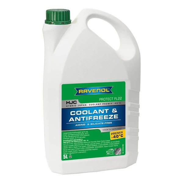 АНТИФРИЗ ГОТОВЫЙ К ПРИМ. ЗЕЛЕНЫЙ RAVENOL HJC HYBRID JAPANESE COOLANT PREMIX -40 C (5Л), ГЕРМАНИЯ RAVENOL 4014835755956