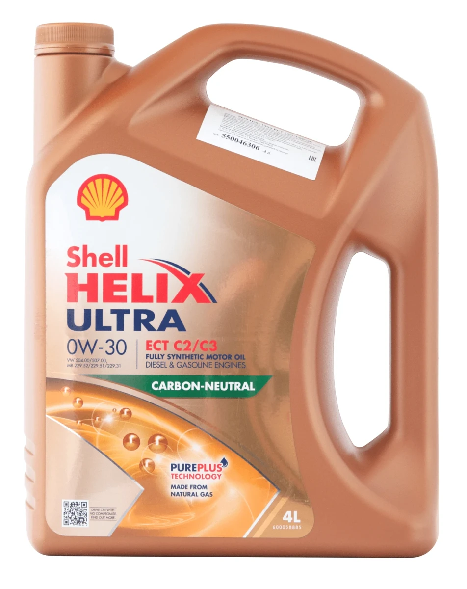 Изображение Масло моторное SHELL HELIX ULTRA ECT 0W-30 4л 550046306 Масло моторное SHELL HELIX ULTRA ECT 0W-30 4л 550046306