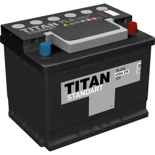 Аккумулятор 75 ач 276x175x190 мм 0 (-+) обратная TITAN 4607008882230