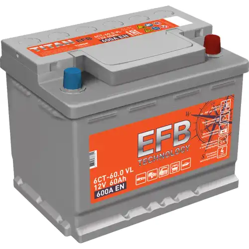 Аккумулятор 60 ач 242x175x190 мм 0 (-+) обратная TITAN 4607008886801