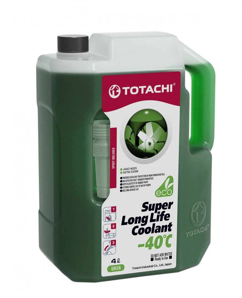 Антифриз 4L TOTACHI NIRO Super Long Life Coolant Green -40C зелёный готовый TOTACHI 41604