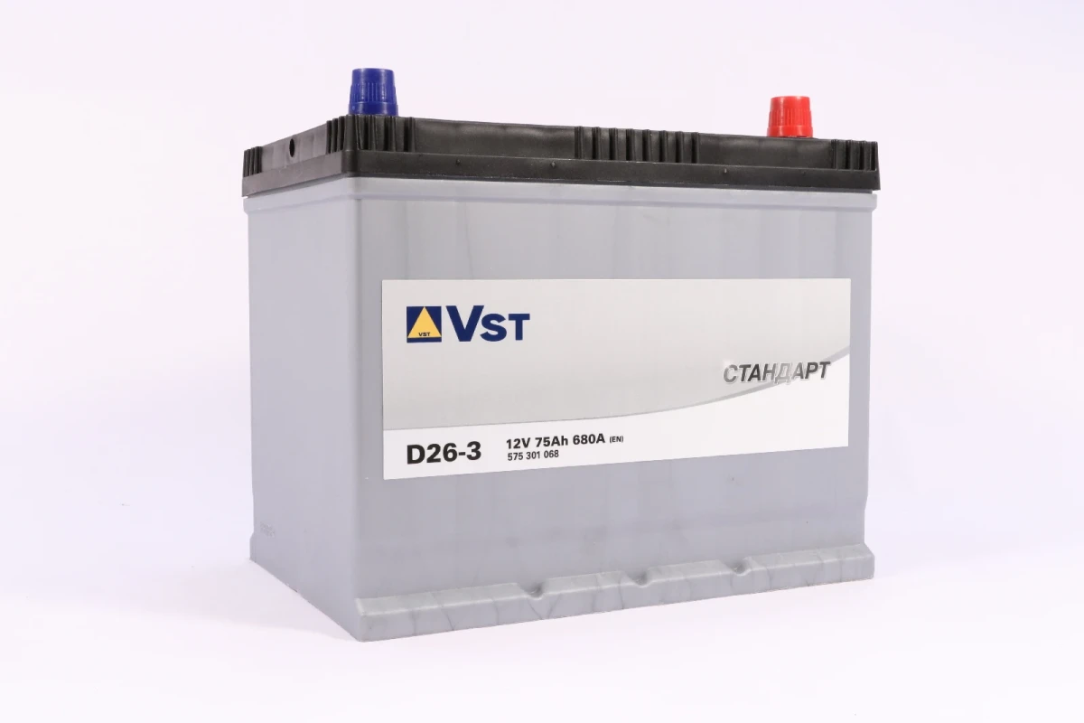 Аккумулятор 75 ач 680 а 258x174.5x223 мм 0 (-+) обратная VST 575301068