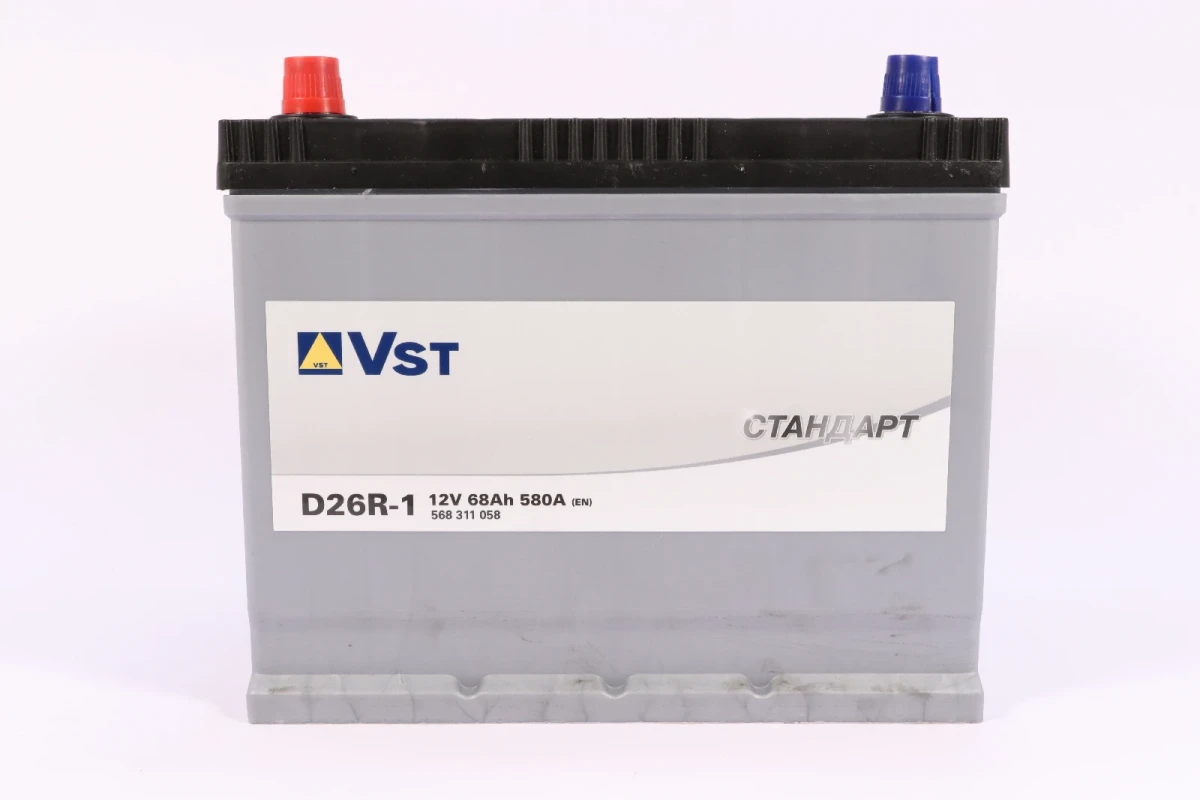 Изображение Аккумулятор 68 ач 580 а 258x174.5x223 мм 1 (+-) прямая VST 568311058 Аккумулятор 68 ач 580 а 258x174.5x223 мм 1 (+-) прямая VST 568311058