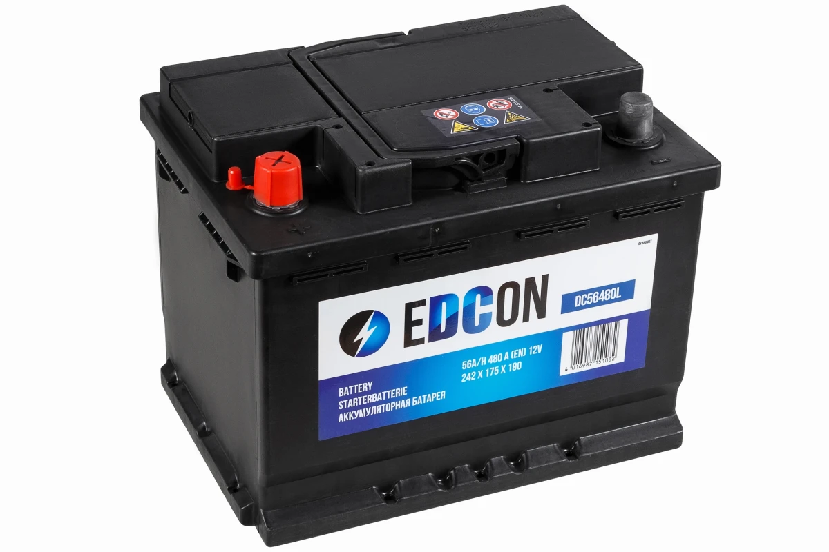 Изображение Аккумуляторная батарея 56Ah 480A + слева 242х175х190 B13 EDCON DC56480L Аккумуляторная батарея 56Ah 480A + слева 242х175х190 B13 EDCON DC56480L