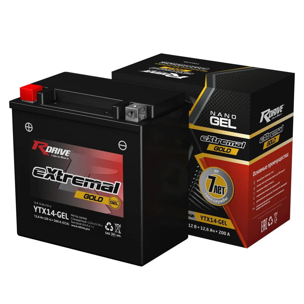 Изображение Аккумулятор 12 ач 200 а RDrive YTX14-GEL Аккумулятор 12 ач 200 а RDrive YTX14-GEL