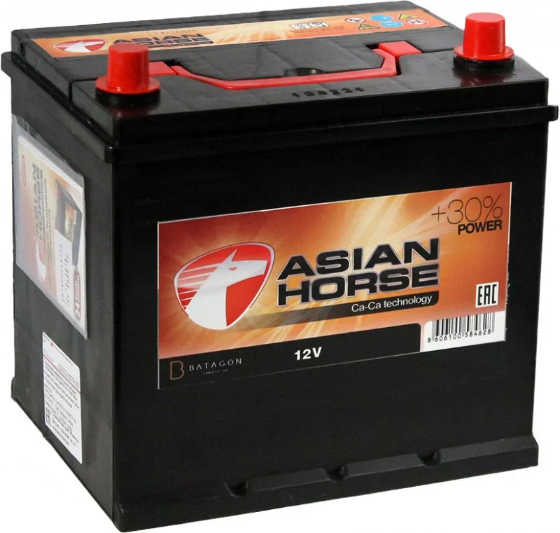 Аккумулятор автомобильный 60 А·ч ASIAN HORSE BH60.0 JR